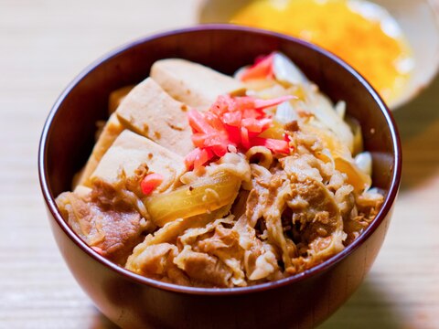 高野豆腐と長ねぎのレンジすき焼き